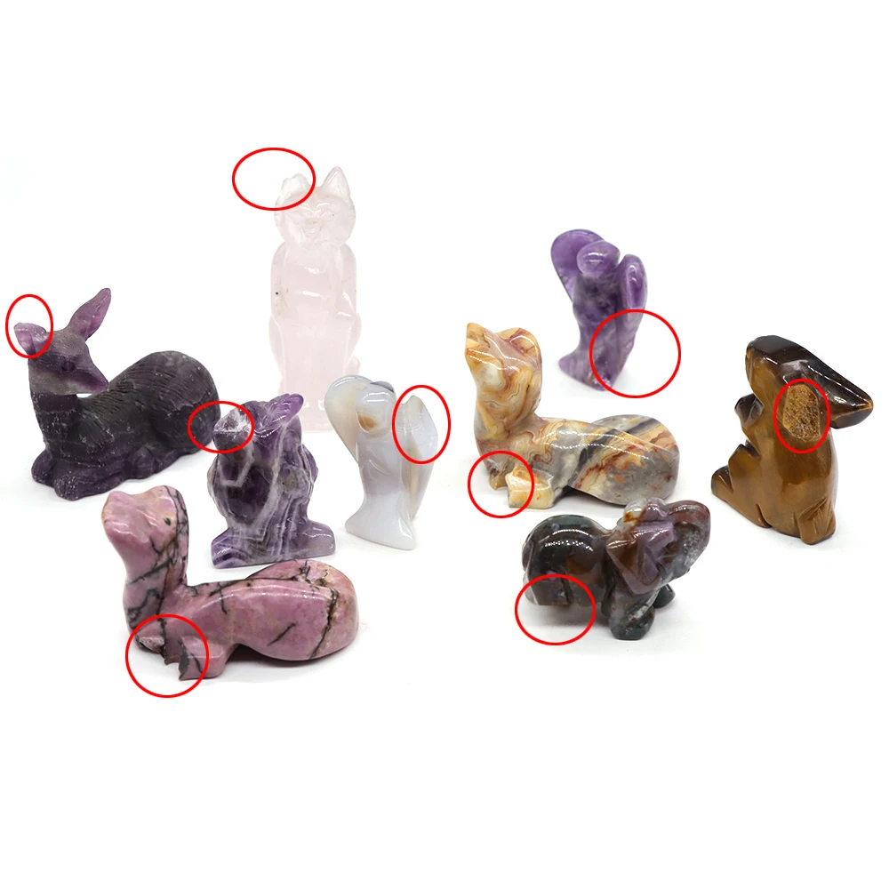 

Broken Carved Natural Crystals Statue Random Mixed Tumbled Stones Defective Products Cracked Figurine