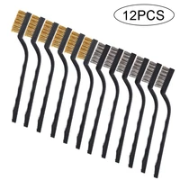 12pcs 7inch mini steel brass wire brush metal scrubbing polishing burring brush diy paint rust remover for industrial devices