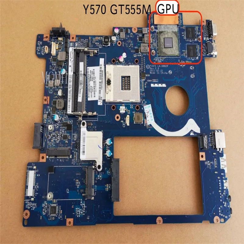 LA-6882P GT555M For Lenovo Y570 PIQY1 Laptop PC Motherboard with  Video card