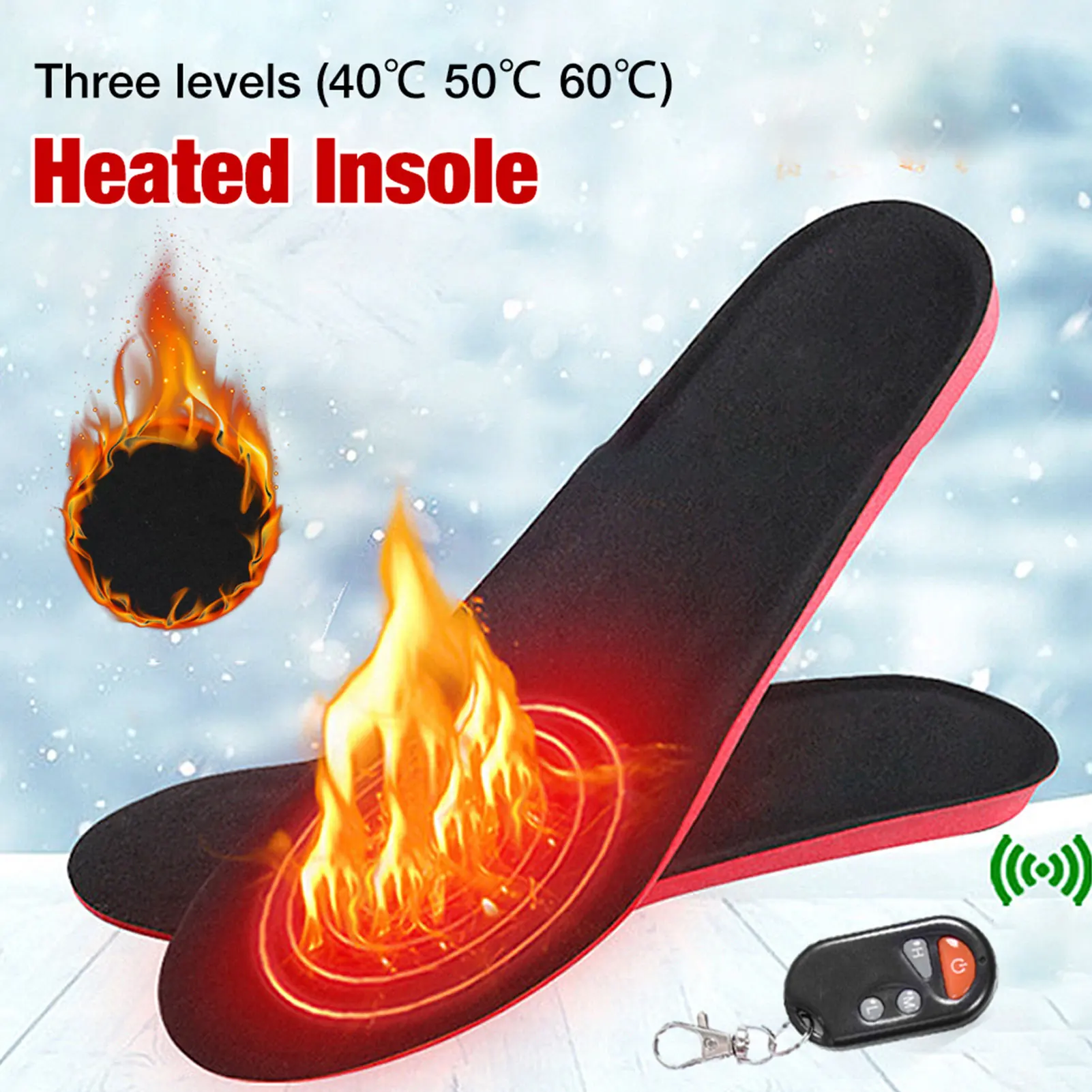 

1Pair Heated Shoe Insoles Feet Warm Sock Pad Mat 3 Speed Wireless Temperature Electrically Heating Insoles Warm Thermal Insoles