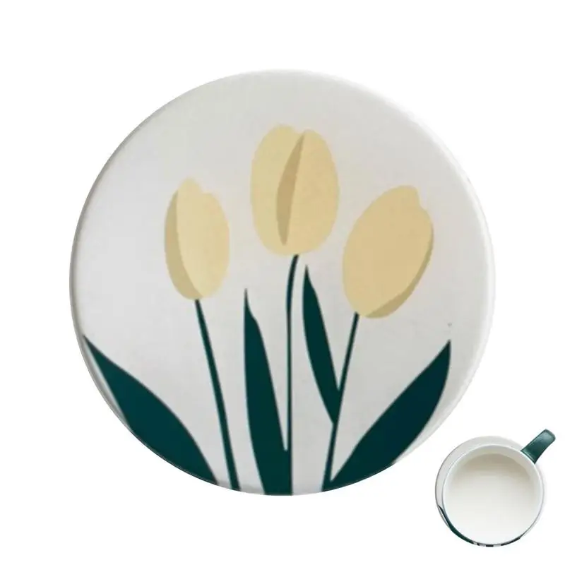 

Coasters For Coffee Table Countertop Heat Proof Tulip Drink Coasters Easy Cleaning Desk Coasters For Holiday Decoration Kitchen