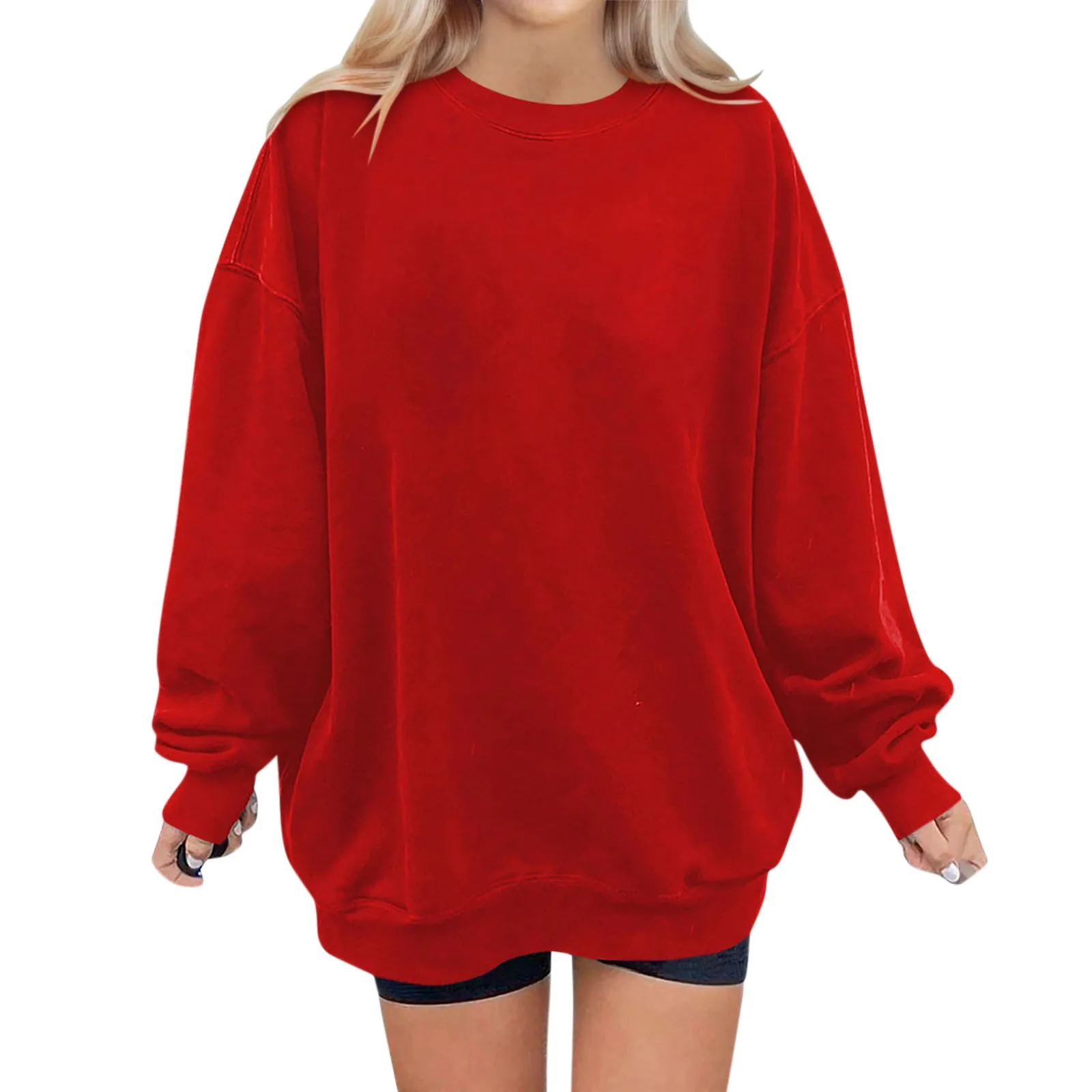 

Women'S Sweater Casual Fashion Solid Color Long Sleeve Y2k O-Neck Sweatshirts Pullover Top New In Hoodies & Sweatshirts 후드티