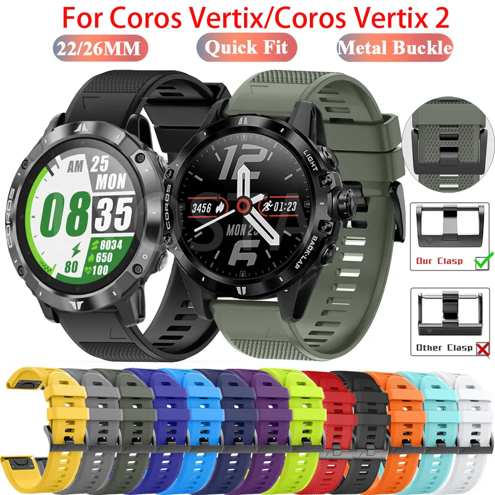 

Ремешок силиконовый для Garmin Fenix 7 7X, быстросъемный браслет для наручных часов Coros VERTIX/Coros VERTIX 2, 26 22 мм