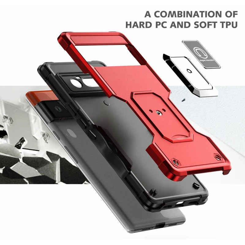 Military Full Protection Armor Case For Google Pixel 6 Pro Cover PC Hard Bumper Ring Back Pixel6 Magnet Adoption Car Mount |
