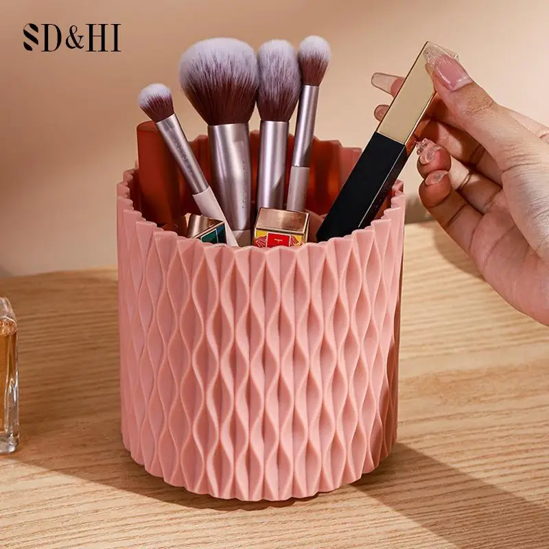 

Вращающийся подстаканник для кисточек для макияжа коробка для хранения многофункциональный настольный держатель для карандашей и кисточек для бровей с алмазной сеткой