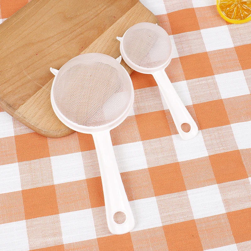 

2pcs/set Handheld Portable Plastic Screen Mesh Reusable Tea Leaf Strainer Flour Sieve Colander Tea Strainer Kitchen Accessories