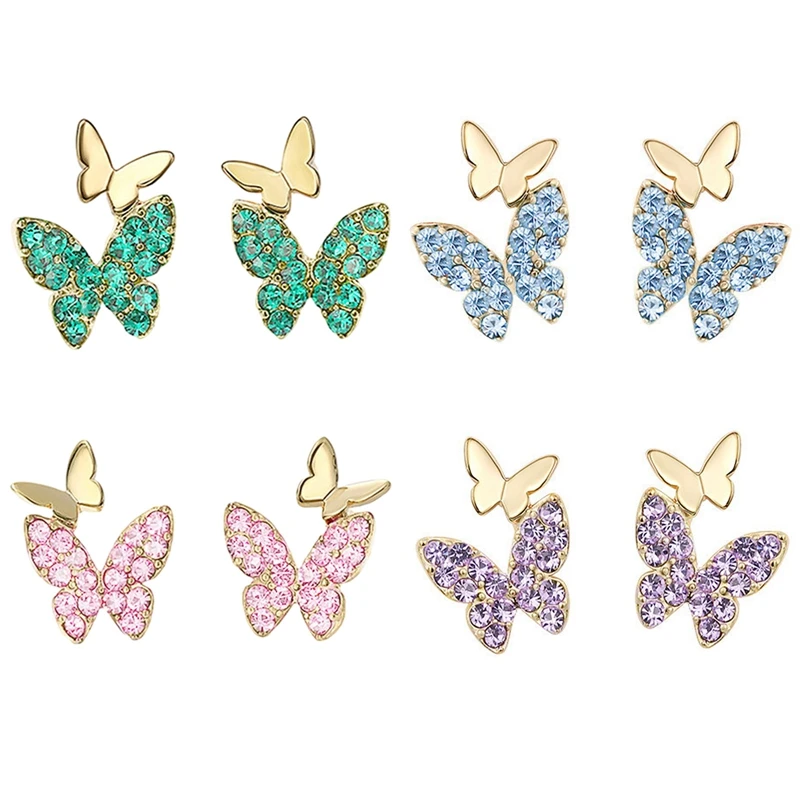 

Cute Vivid Butterfly Shaped Cubic Zirconia Stud Earrings For Women Banquet Party Jewelry Accessories Gift