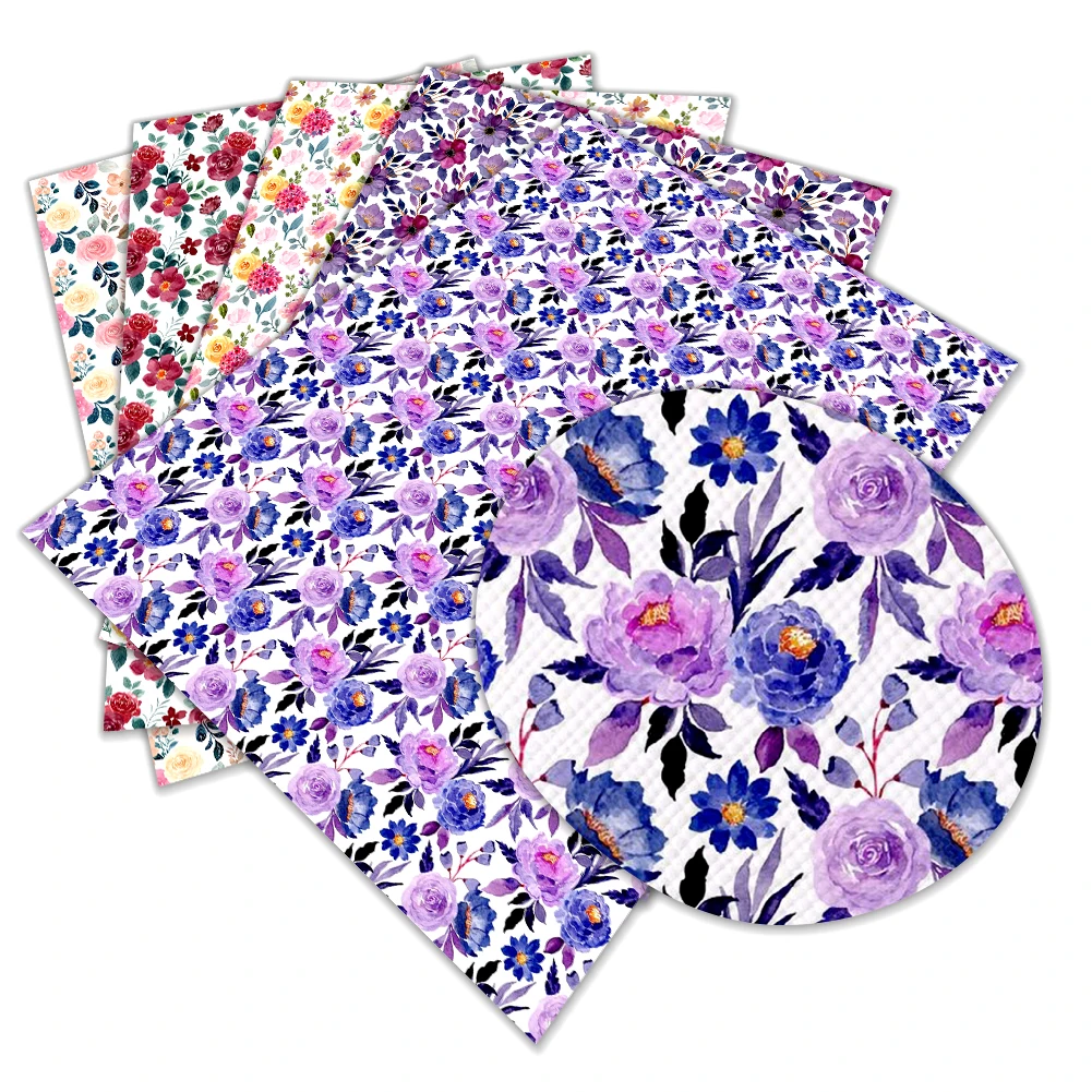 

DIY PU Synthetic Leather Sheet Sunflower Daisy print Faux Leather Fabric Sheets for Earrings Hair Bows Craft Making 22 * 30cm