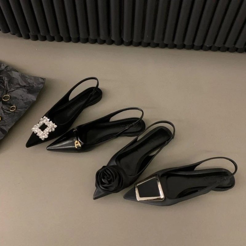 

Summer 2023 New Flower Pumps Women Shoes Fashion Pointed Toe Ladies Elegant Slingback Sandals Tacones Zapatos De Mujer