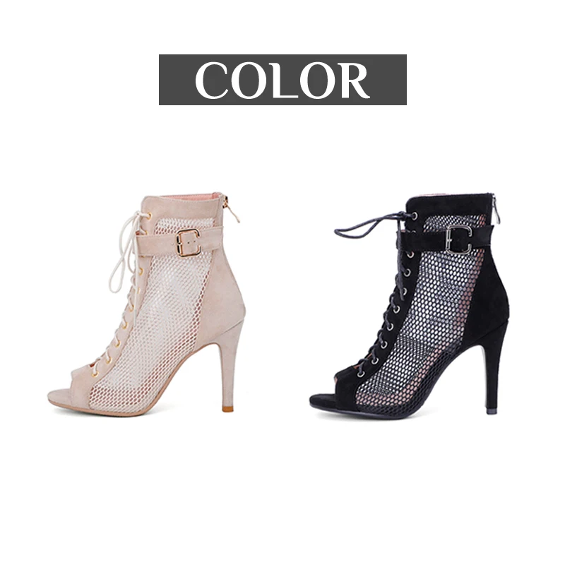 DKZSYIM Women Short Dance Boots HOT Ballroom Latin Dance Shoes Ladies Soft Soles Tango/Salsa Dancing Shoes Thin Heels 7cm-9.5CM