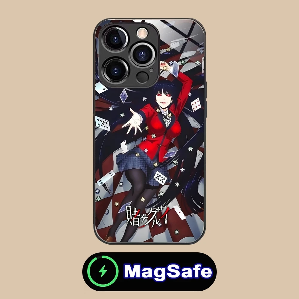 Kakegurui Yumeko Mobile Cell Phone Case for iPhone 16 15 14 13 12 11 Pro Max Plus Mini MagSafe Wireless Charging Glass Cover