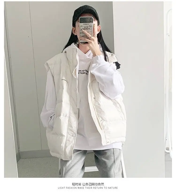 2022 Winter Cotton Down Vest Women Loose Waistcoat Bodywarm Jacket Cotton Padded Jacket Sleeveless Female Winter Waistcoat