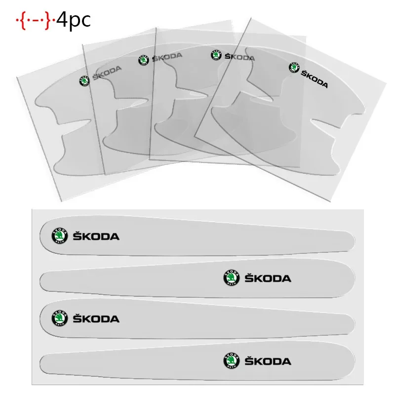 

8x автомобильные наклейки, прозрачная защитная наклейка на дверную ручку автомобиля для Skodas Octavia Kodiaq Fabia Rapid Superb A5 A7 2 Kamiq Karoq