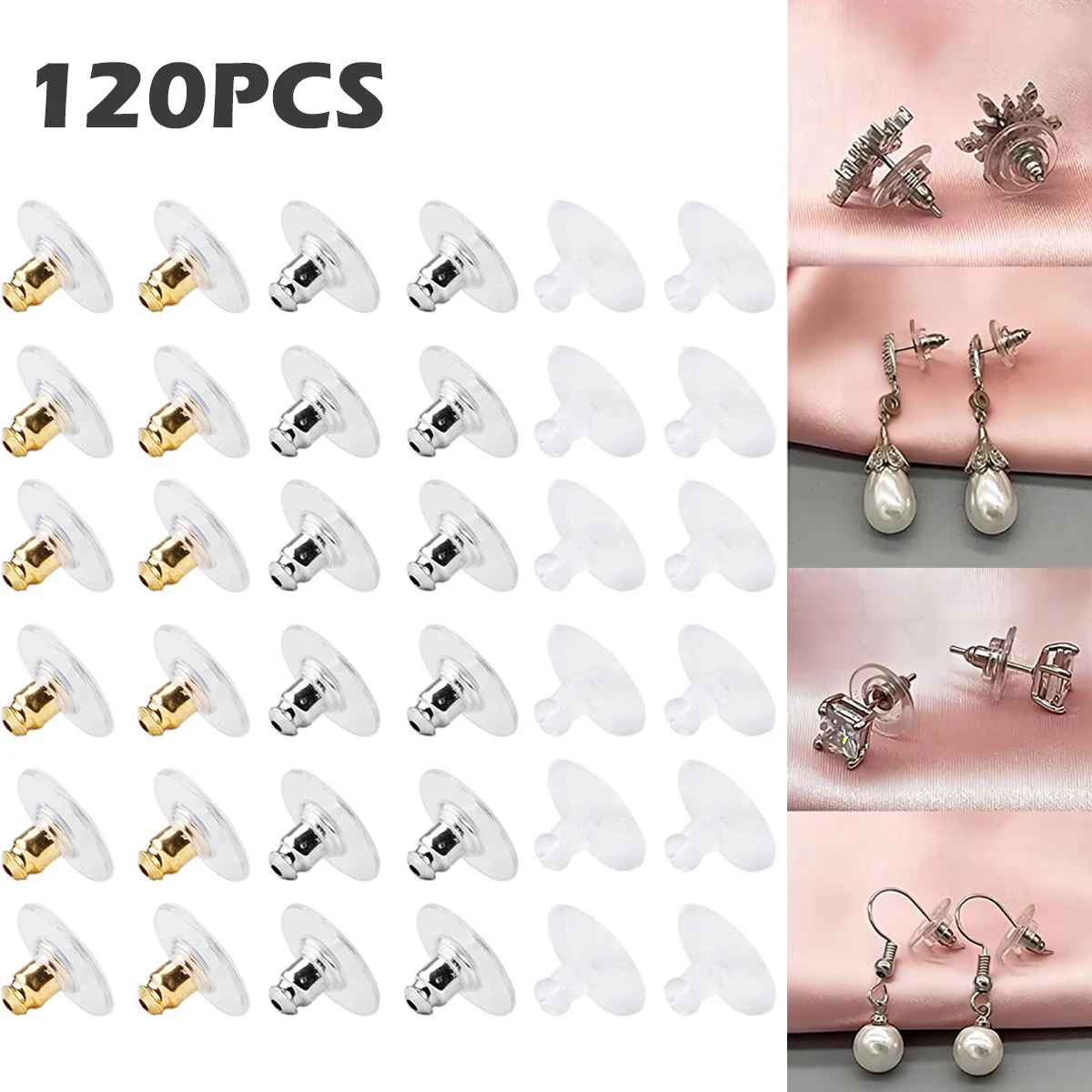 

120 шт., прозрачные застежки для сережек