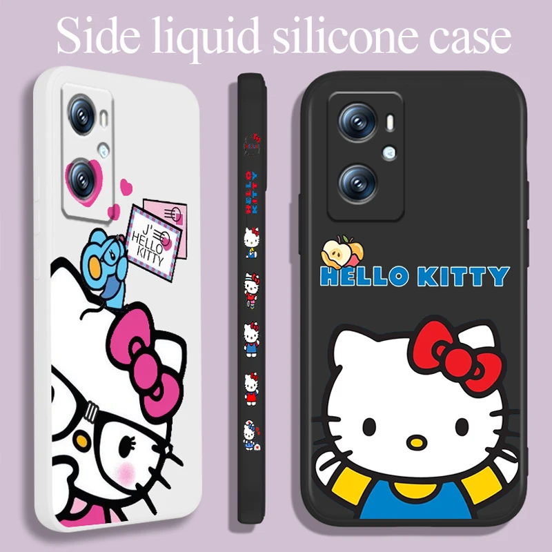 

Anime Girl Hello Kitty Cute Liquid Left Rope Phone Case For OPPO Find X5 X3 Lite F21 A96 A94 A93 A77 A76 A74 A72 A57 A53S 5G