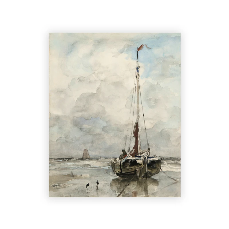 

Винтажный морской пейзаж, акварель на холсте