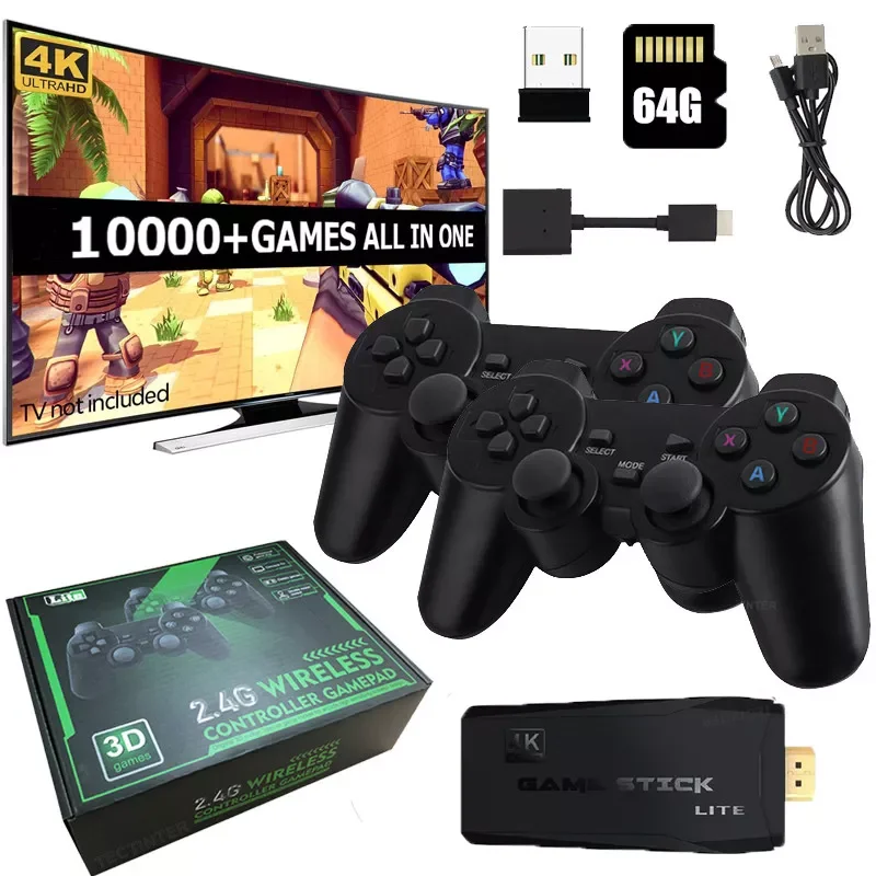 

Video Game Console Built-in 10000 Games For PS1/FC/GBA Wireless Controller TV Game Stick 4K HD Retro Mini Handheld Game Player
