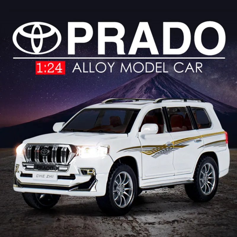 

Модель автомобиля 1:24 Toyota Prado SUV из сплава, Литые и игрушечные автомобили, металлическая модель внедорожника, имитация коллекции, подарок для ...