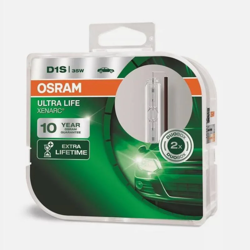 Фото Бесплатная доставка, 1 пара ксеноновых HID ламп Osram D1S D2S D3S D4S ULTRA LIFE XENARC с длительным сроком службы, 10 лет гарантии, сделано в германии №1