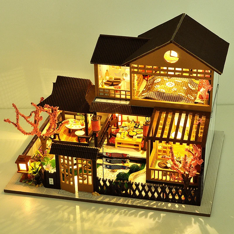 

Cutebee DIY Dollhouse Wooden Toy Kit 1/48 Japanese Building Miniature Doll Houses With Furniture LED Light For Kid Birthday Gift