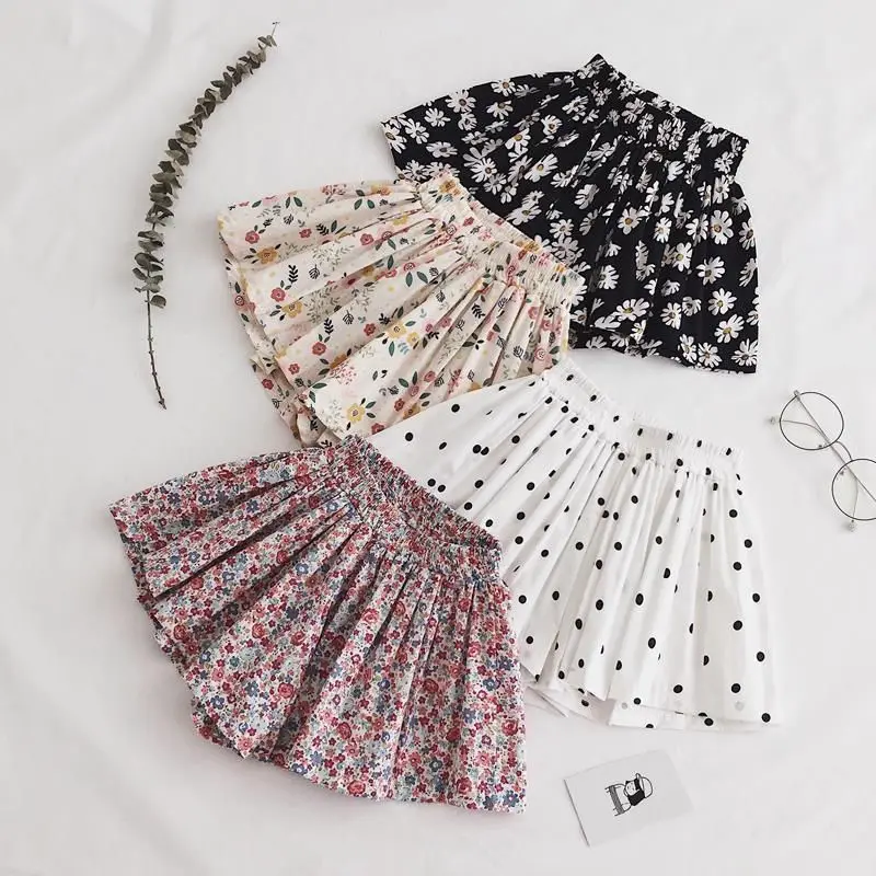

Girls Shorts Cute Summer Dress Western Style Thin Cotton Wide Leg Pants Baby Small Floral Skirts Skirts Children's ClothingLC805