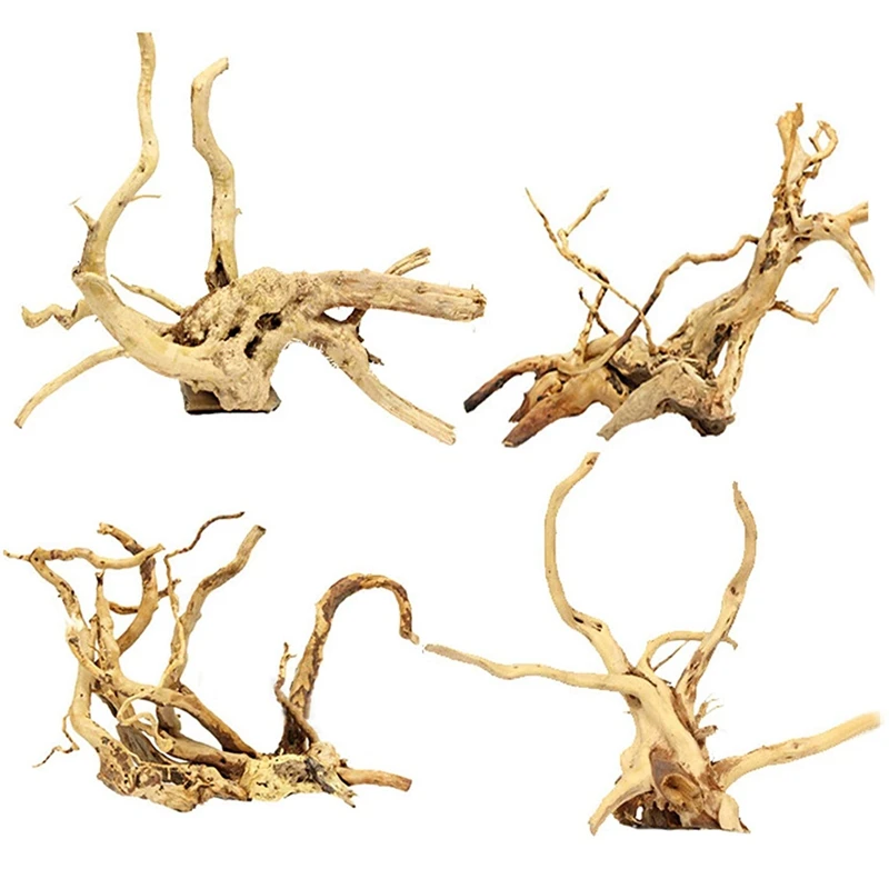 

Aquarium Driftwood Natural Wood Reptile Branch Fish Tank Tree Plant Stump Ornament Decor 4 PCS Retail