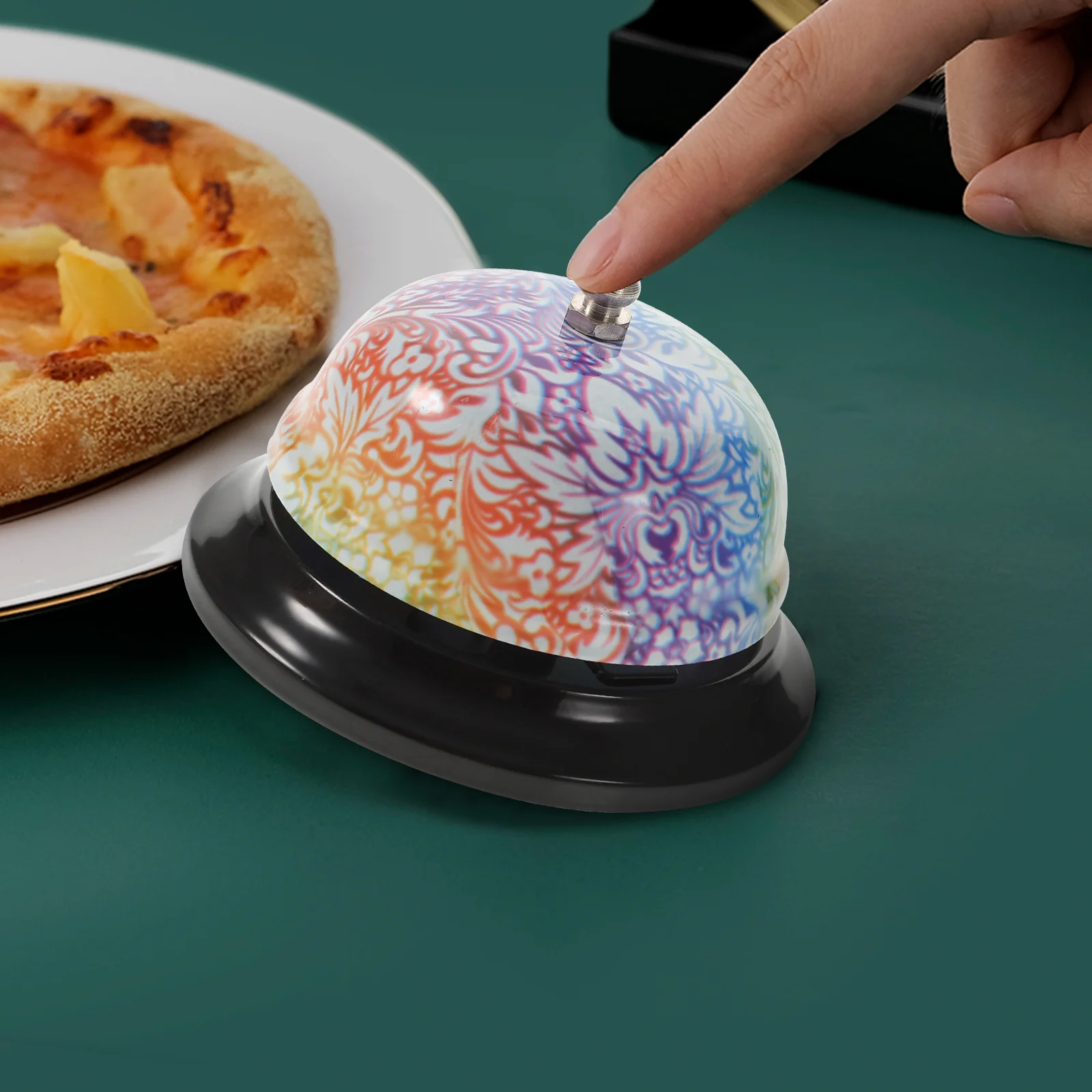 

Floral Call Bell Service Bell Metal Front Desk Bell Ring Bell Decorative Bell for Kitchen Restaurant Bar Hotel