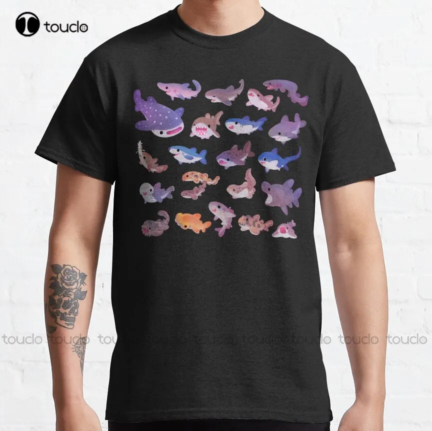 

Классическая футболка с изображением милой рыбы на день акулы, морской жизни, Пиратская рубашка, женская футболка на заказ, Подростковая футболка унисекс с цифровой печатью, женская футболка
