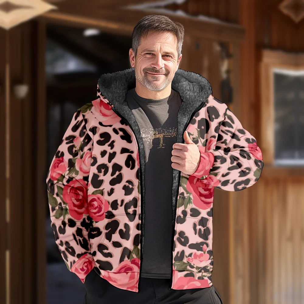 Мужские зимние куртки пальто винтажная хлопковая одежда с леопардовым узором
