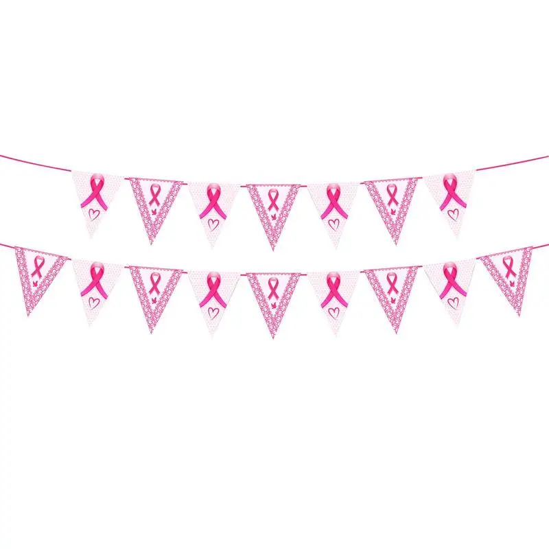 

Breast Care Awareness Banner Pennant Banner Strength Faith Pink Decor Triangle Banner Flags Lightweight Female Theme Decorations