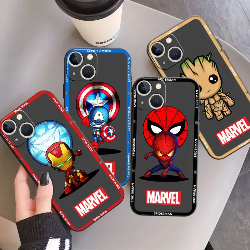 Marvel Venom Spiderman Iron Man Case For Apple iPhone 11 13 14 12 Pro 7 X XR XS Max 6 8 Plus SE 2022 5 5S Soft Phone Coque