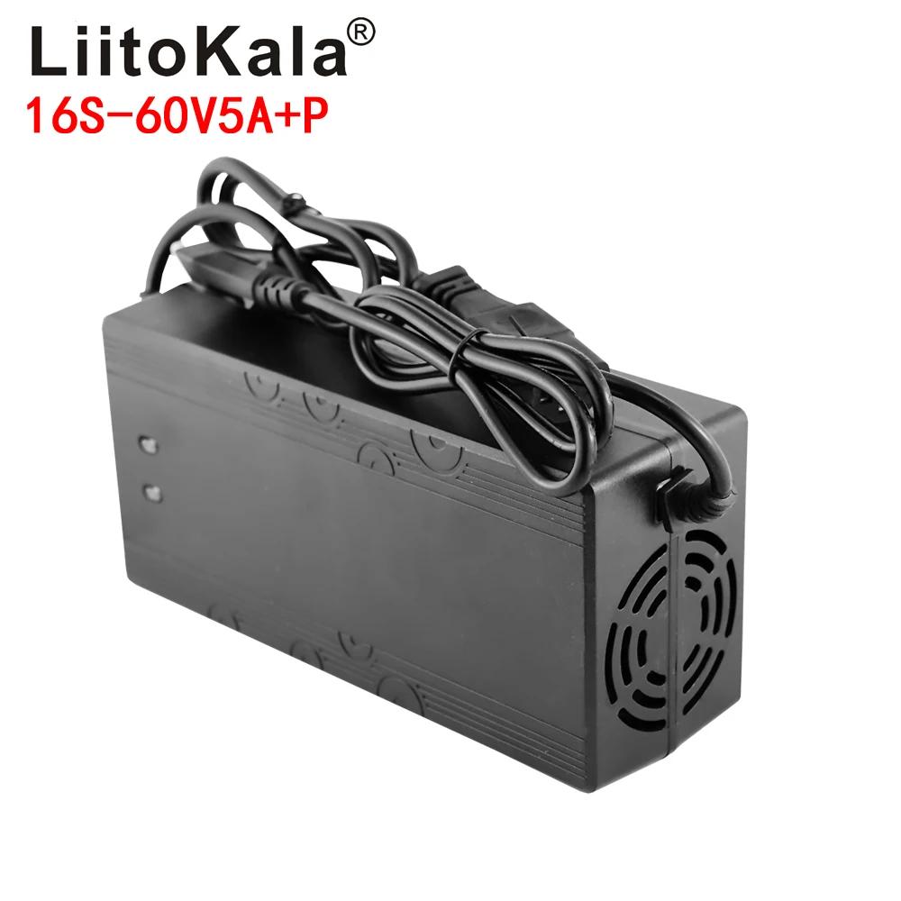 LiitoKala-cargador de batería de litio para bicicleta eléctrica, dispositivo de carga inteligente de 67,2 V, 5A, 60V, 5A, 110V / 220V