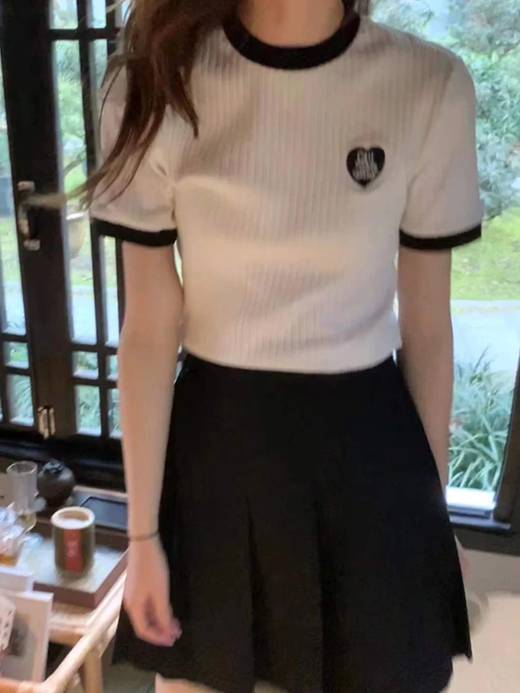 

Женский комплект из двух предметов, белая сексуальная мини-юбка для вечевечерние в стиле Хай-стрит, милая повседневная юбка в японском стил...