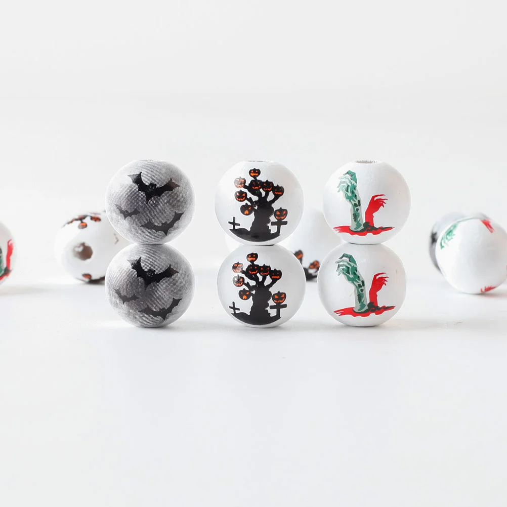 

Halloween Wood Beads Round Loose Beads Pumpkin Tree Bat Zombie Hand Spacer Beads Farmhouse Craft Beads Diy Jewelry Making