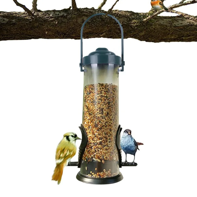 

Outdoor Squirrel-Proof Hanging Bird Feeder Plastic Multiple Holes Bird Feeder Peanut Seed Nut Standing Feeder Garden Decoration