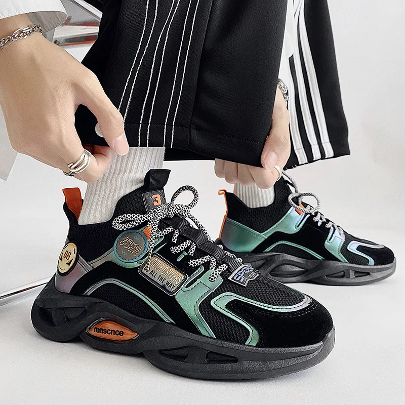 

Dad Shoes New Fashion Men Sneakers Color Matching Thick-soled Sock Shoes Increased All-match Lace-Up Breathable Sports Shoes Men