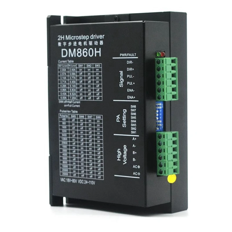 

Драйвер микрошагового двигателя DM860H DSP, Цифровой Драйвер шагового двигателя 57/86 с вентилятором из черного АБС-пластика для DMA, 1 шт.