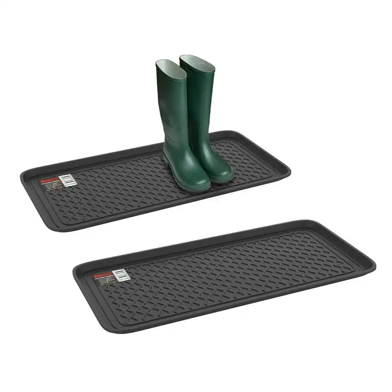 

Weather Boot Tray - Large Water Resistant Utility Shoe Mat by (Set of Two, Black)