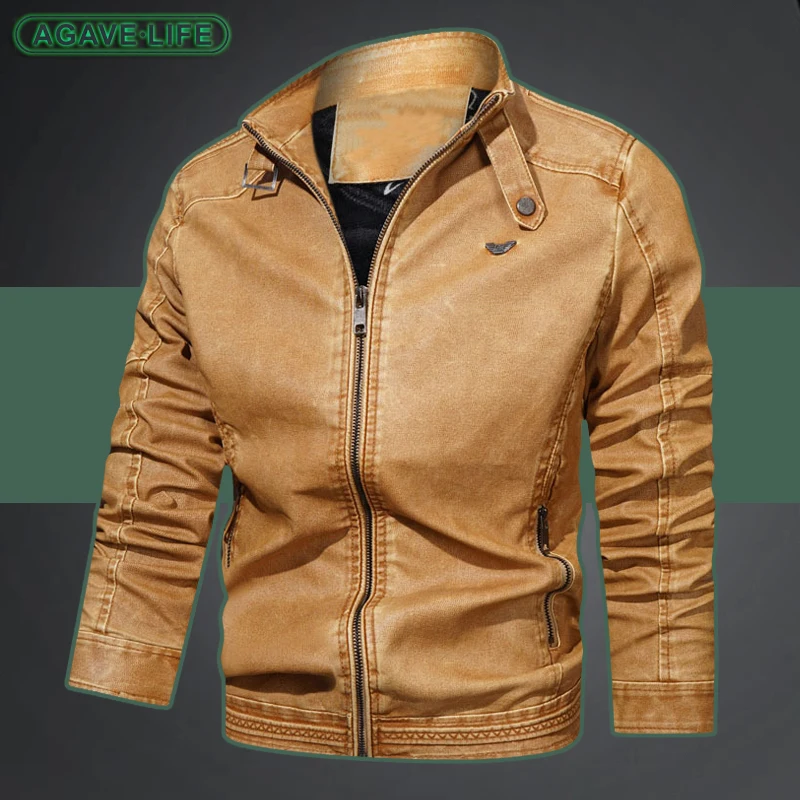 

New Autumn Winter Men's PU Coat European American Men Motorcycle Leather Clothing Tough Guy Men Windproof Outdoor Leather Jacket