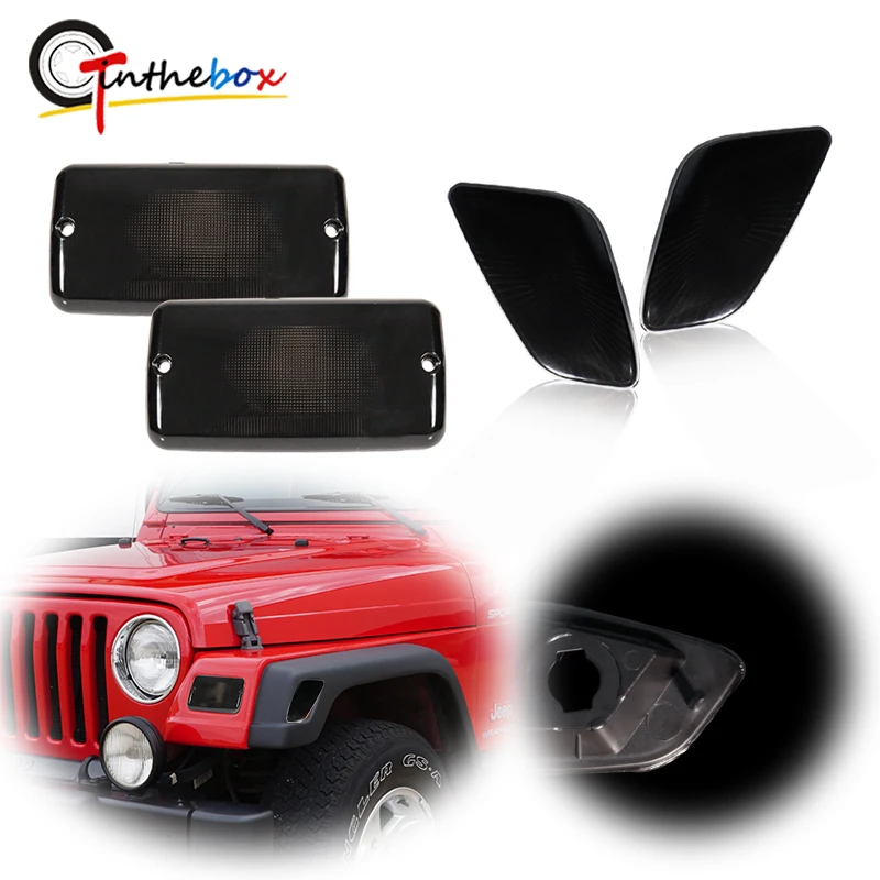 

Gtinthebox Car Front Bumper Turn Signal Light & Front Fender Side Marker Light Housing Shells For 1997-2006 Jeep Wrangler TJ