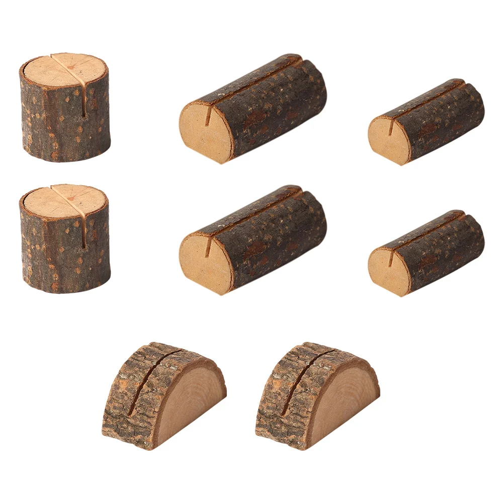 

8pcs Decorative Rustic Creative Novelty Photo Holders Wood Base Clips Memo Clips