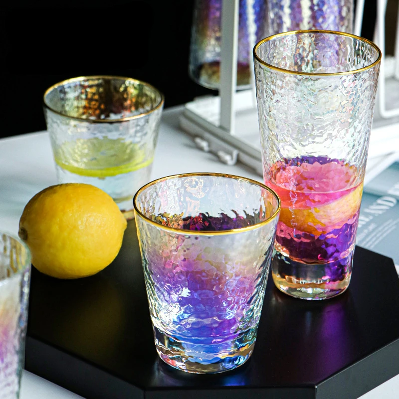 

Colorful Hammer Grain Crystal Glass Household Water Cup