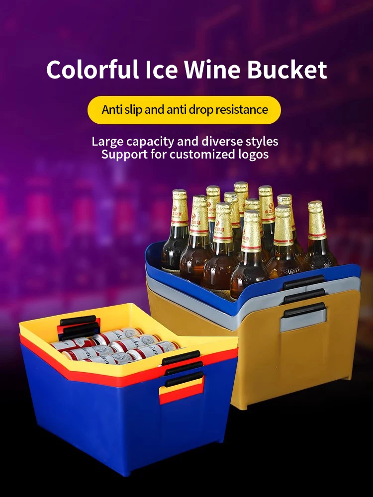 

Ice Bucket Square Beer Basket Large Capacity Ice Wine Bucket Anti Slip and Anti Drop Handle Thickened Plastic Ice Wine Bucket