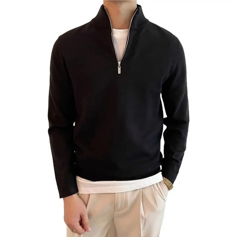 Свитер на молнии в стиле ретро мужской свитер с воротником средней высоты