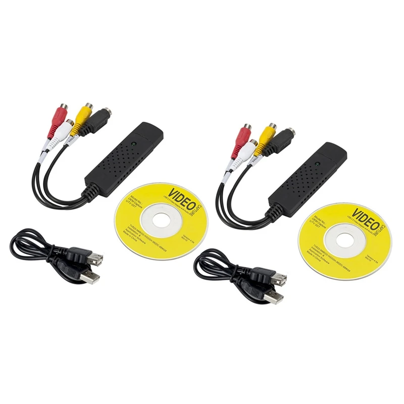 

2Pcs Video Audio VHS VCR USB Video Capture Card to DVD Converter Capture Card Adapter