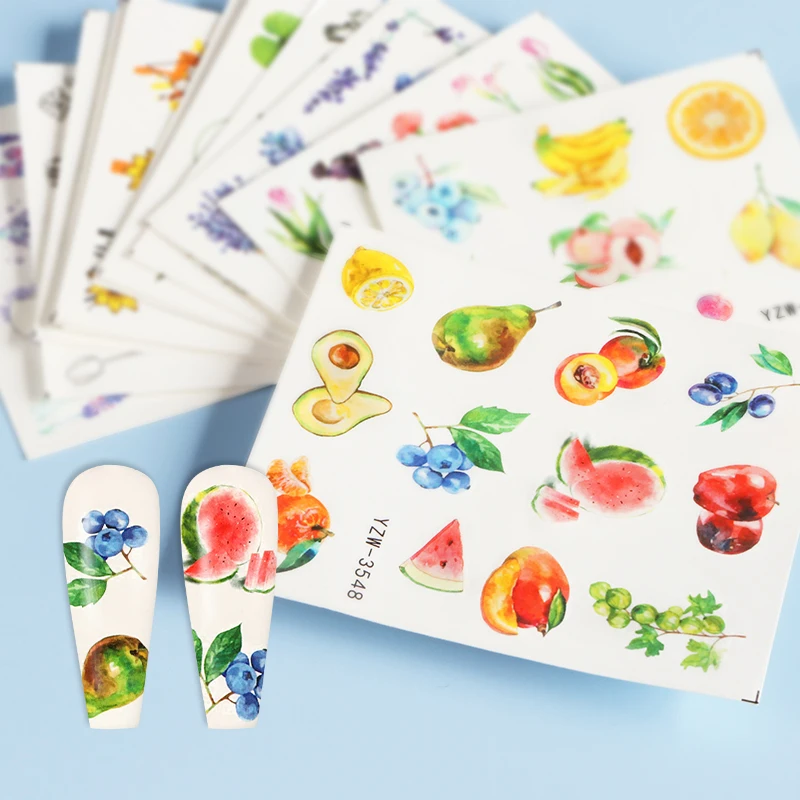 

12 шт., водные переводные наклейки для маникюра