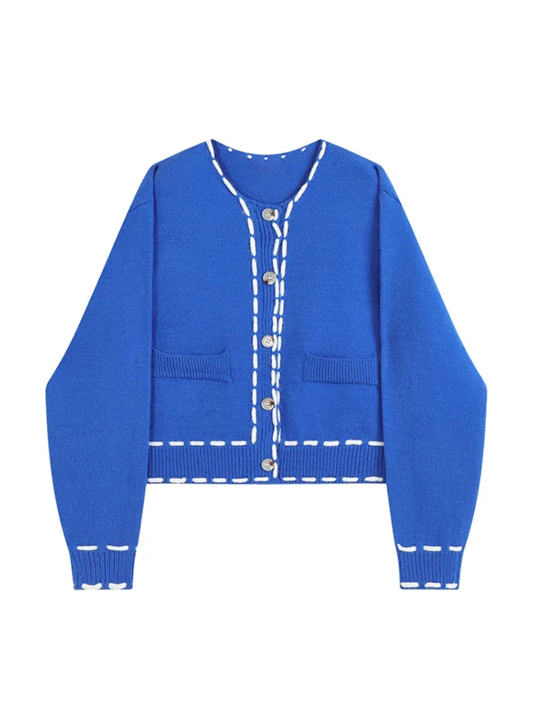 

Женский трикотажный кардиган с длинным рукавом, повседневный однобортный свитер свободного покроя с круглым вырезом в винтажном стиле, вес...