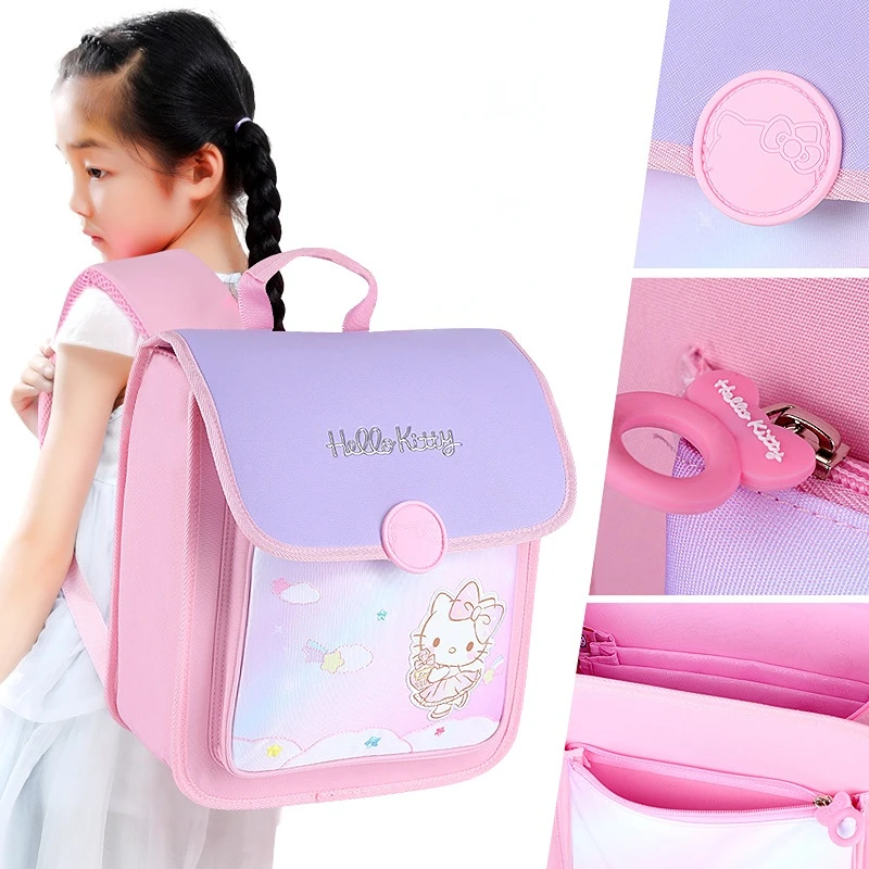 Hello Kitty Schoolbag Primary School Girl Girl New Super Light Spine Protection Burden Reduction Children Backpack  bags