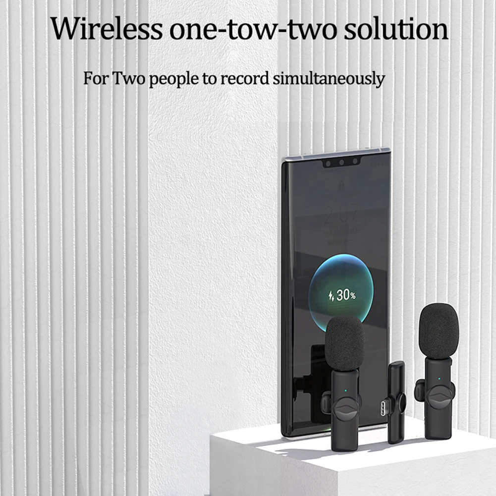 

Wireless Lavalier Microphone for iPhone Android Mini Wireless Dual Microphone And YouTube Facebook Vlog TikTok Video Screen