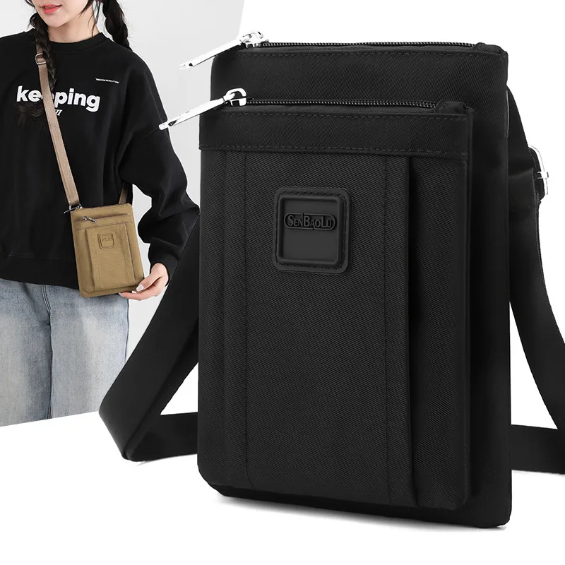 

Водонепроницаемая и легкая мини-сумка для телефона с нашейным карманом, спортивная сумка через плечо, многослойная нейлоновая тканевая сумка через плечо, женская сумка